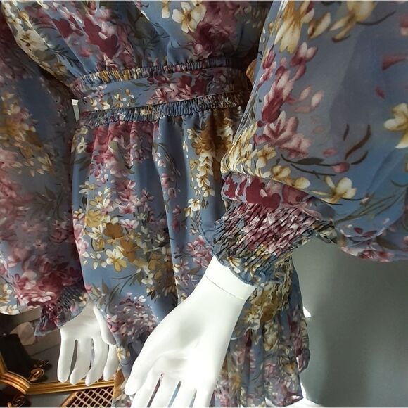 Chicwish Floral Mini Dress - Blue and Pink - Picture 10 of 13